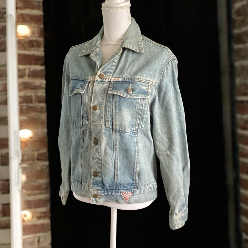 Vintage 90s Guess Faded Blue Denim Jacket